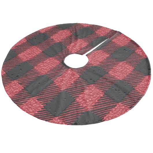 Karierter Weihnachtsrock Fleece Weihnachtsbaumdecke (Schrägansicht)
