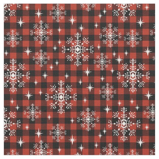 Karierter Weihnachtsschnee Stoff (Nahaufnahme)