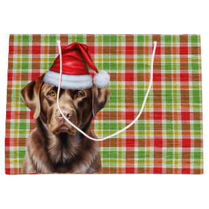 Karierter Weihnachtsschokolade Labrador Retriever Große Geschenktüte