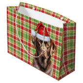 Karierter Weihnachtsschokolade Labrador Retriever Große Geschenktüte (Rückseite Schrägansicht)