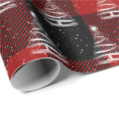 karierter Weihnachtssternbaum Geschenkpapier (Rolleneckpunkt)
