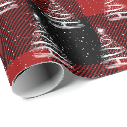 karierter Weihnachtssternbaum Geschenkpapier (Rolleneckpunkt)