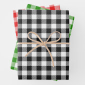 Karierter Weihnachtsurlaub Schwarz-weiß Rot Grün Geschenkpapier Set (Beispiel)