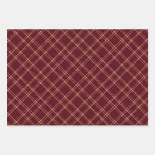 Karierter Weihnachtsweingold diagonales Muster Geschenkpapier Set (Vorderseite 2)