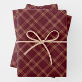 Karierter Weihnachtsweingold diagonales Muster Geschenkpapier Set (Beispiel)