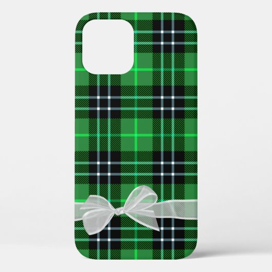 Karierter weißer Bow auf grünem Tartan Case-Mate iPhone Hülle (Rückseite)
