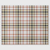Karierter weißer orangefarbener Tartan Geschenkpapier (Flach)