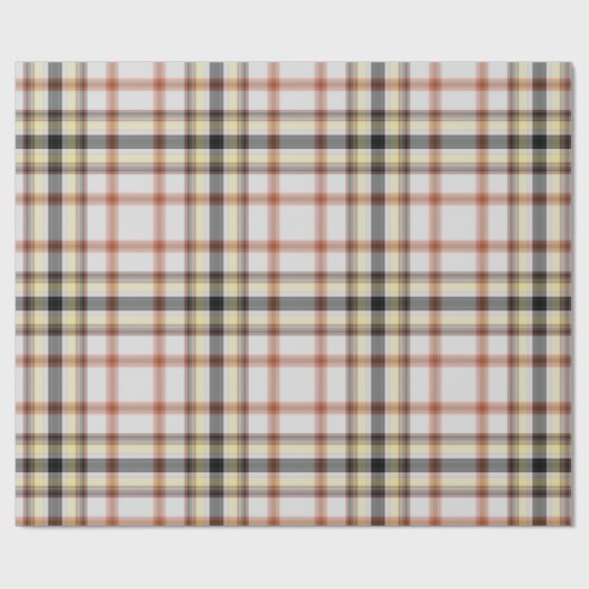 Karierter weißer orangefarbener Tartan Geschenkpapier (Flach)