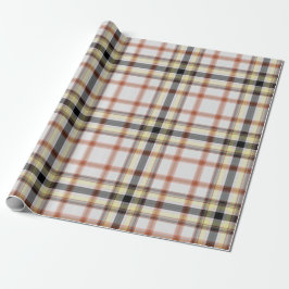 Karierter weißer orangefarbener Tartan Geschenkpapier