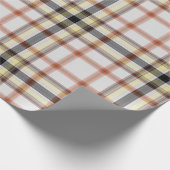 Karierter weißer orangefarbener Tartan Geschenkpapier (Ecke)