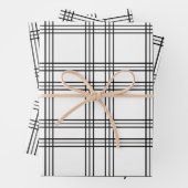 Karierter weißer Tartan mit schwarzen Linien Geschenkpapier Set (Beispiel)