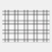 Karierter weißer Tartan mit schwarzen Linien Geschenkpapier Set (Vorderseite)
