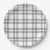 Karierter weißer Tartan mit schwarzen Linien Pappteller (Vorderseite)