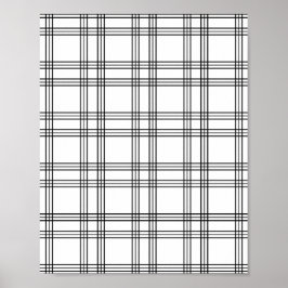 Karierter weißer Tartan mit schwarzen Linien Poster