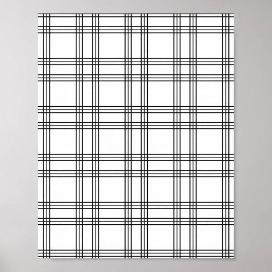 Karierter weißer Tartan mit schwarzen Linien Poster (Vorne)
