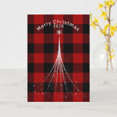 Karierter weißer Urlaubsternbaum Karte (Gelbe Blume)