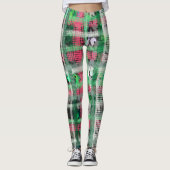 Karierter, weißer, weißer Glitzer Leggings (Vorderseite)