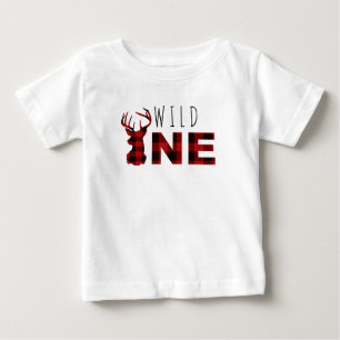 Karierter wilder erster Geburtstag des Baby T-shirt