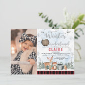 Karierter Winter Einlandvieh zum Geburtstag Einladung (Stehend Vorderseite)