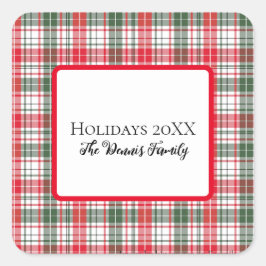 Karierter Winterurlaub Personalisiert Quadratischer Aufkleber