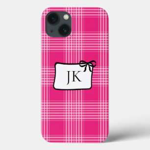 Karierter Zellkasten mit mit Monogramm Rosa und sc Case-Mate iPhone Hülle