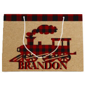 Karierter Zug personalisiert große Geschenktasche Geschenktüte (Vorderseite)