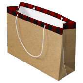 Karierter Zug personalisiert große Geschenktasche Geschenktüte (Rückseite Schrägansicht)