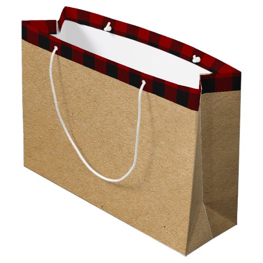 Karierter Zug personalisiert große Geschenktasche Große Geschenktüte (Rückseite Schrägansicht)