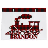 Karierter Zug personalisiert Große Geschenktüte (Vorderseite)