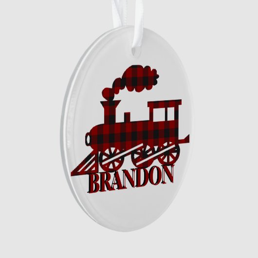 Karierter Zug personalisiert Ornament (Vorderseite)