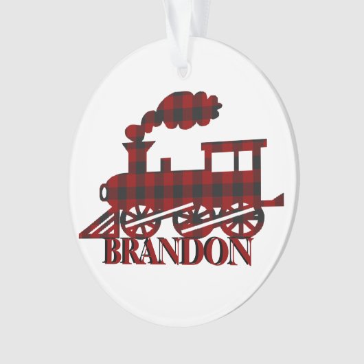 Karierter Zug personalisiert Ornament (Vorderseite)