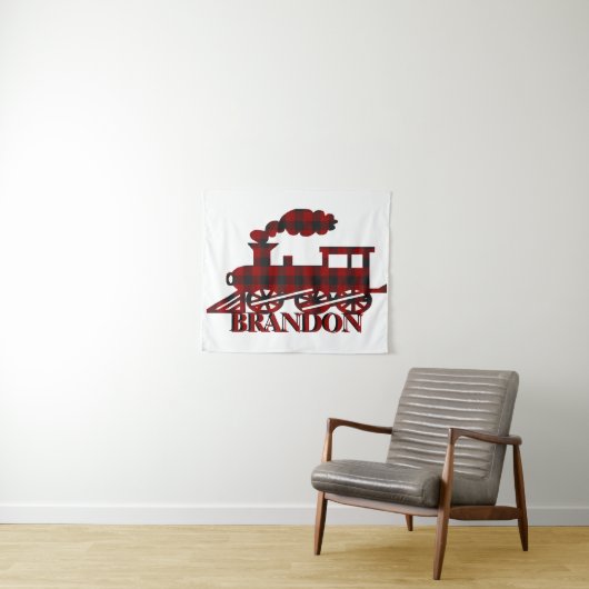 Karierter Zug personalisiert Wandteppich (Beispiel (Horizontal))