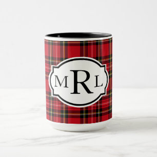 Kariertes 3-Buchstaben-Monogramm, traditionelles R Tasse