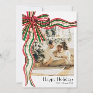 Kariertes 5-Foto-Familien-Weihnachts-Design  Feiertagskarte