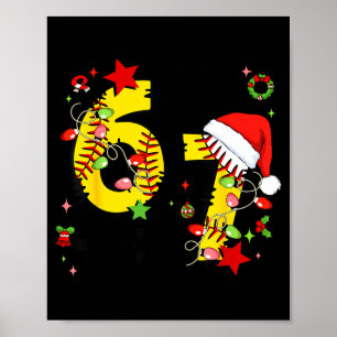 Kariertes 67 Softball Santa Hut Weihnachten Six Se Poster