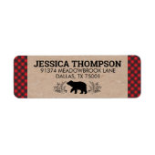 Kariertes Adressetikett für Lumberjack Bär Kraft (Vorne)