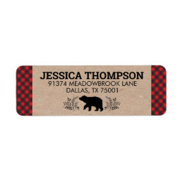 Kariertes Adressetikett für Lumberjack Bär Kraft