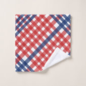 Kariertes Amerika - Rot, Weiß und Blau Gingham Badhandtuch Set (Waschlappen)