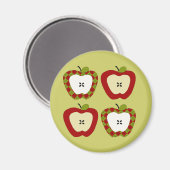 Kariertes Apfelquartett Magnet (Vorderseite/Rückseite)