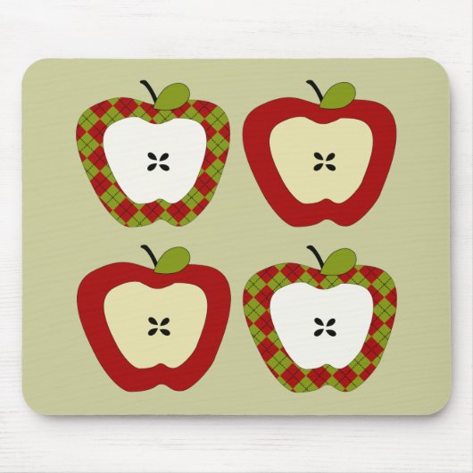 Kariertes Apple-Quartett Mousepad (Vorne)