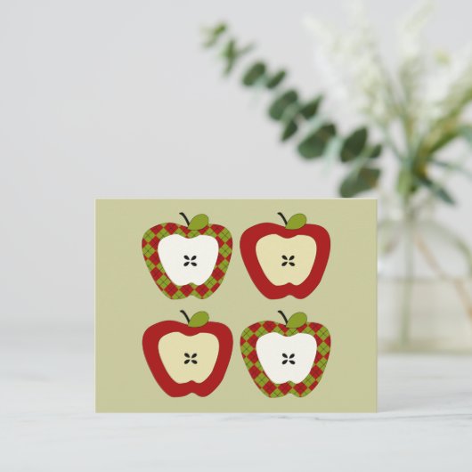 Kariertes Apple Quartett Postkarte (Stehend Vorderseite)