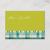 Kariertes Aqua Blue und Limon mit Streifen Visitenkarte (Rückseite)
