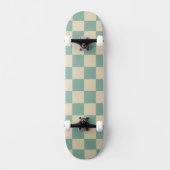 Kariertes Aqua Retro Skateboard (Vorderseite)