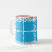 Kariertes Aqua Zweifarbige Tasse (Vorderseite Links)