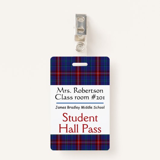 Kariertes Ausweis (Vorderseite mit Klammer)