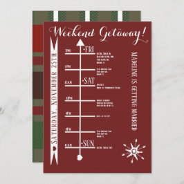 Kariertes Bachelorette Wochenende Stadtrundgang Einladung