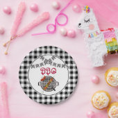 Kariertes Banner-GRILLEN-Party in Schwarz und Weiß Pappteller (Party)