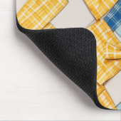 Kariertes Basketwegemuster Gelb und Blau Mousepad (Ecke)