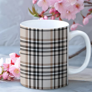 Kariertes Beige  Kaffeetasse