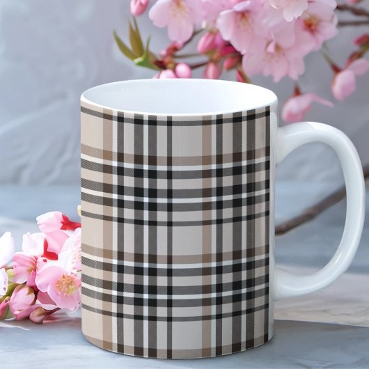 Kariertes Beige Kaffeetasse
